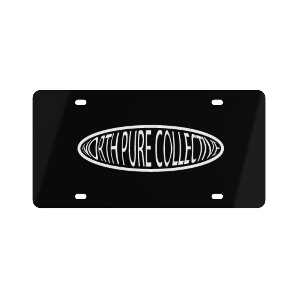 North Pure Collective License Plate — Black Retro Oval Logo Car Tag